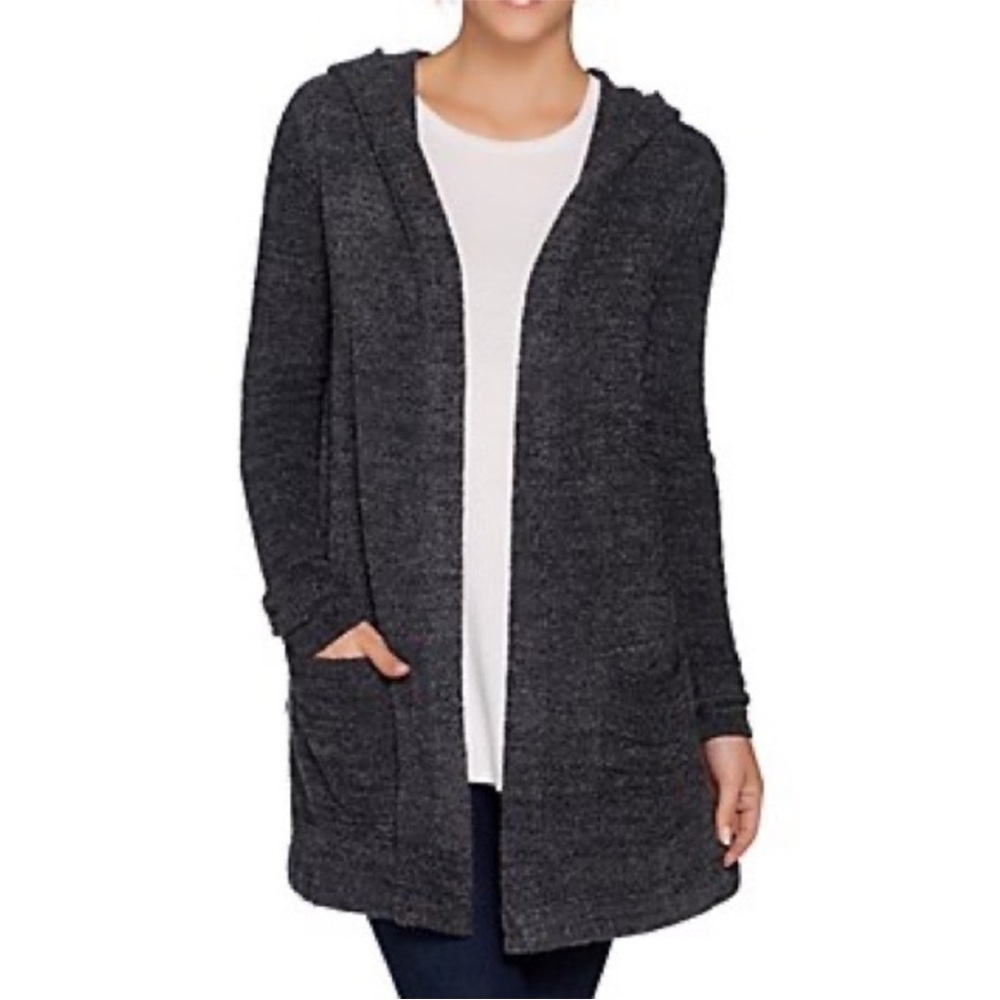 Barefoot Dream Cozychic Lite Resort Hooded Cardigan Charcoal Gray medium